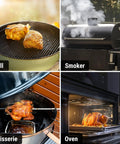 Cooking with upgraded wireless meat thermometer on grill, smoker, rotisserie, and oven. Bluetooth BBQ thermometer with 500ft range.