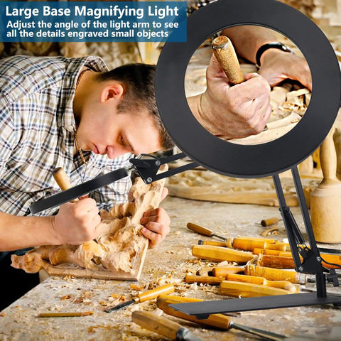 12x Magnifying Glass With Light And Stand For Repair And Soldering Hands Free Dual Function LED Magnifier with craftsman carving