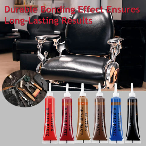 Leather And Vinyl Repair Kit 21 Piece With Fast Application And Mixable Colors For All Leather Types shown with color tubes