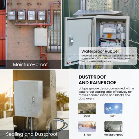 Heavy Duty Outdoor Electrical Enclosure 12 x 10 x 6 Inches Lockable Weatherproof Junction Box With DIN Rail And Mounting Plate installed outdoors