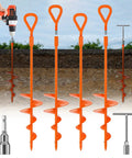 18 Inch Beefy Duty Ground Anchors Screw In Kit With T Handle Hex Wrench for camping tents and outdoor use, 4 pack orange anchors