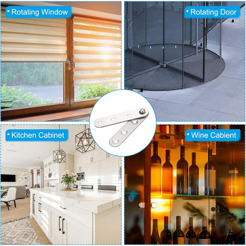 4 Piece Stainless Steel 360 Degree Concealed Door Hinges Set used in windows, doors, cabinets, and wine cabinets