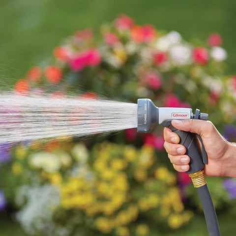 Light Duty Garden Hose Nozzle With Eight Pre Set Spray Patterns Ergonomic Non Slip Handle All In One Trigger Lock And Metal Water Passage spraying water
