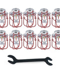 Pro Grade Chrome Fire Sprinkler Pendant Spray Kit Includes 10 Automatic Heads With 155F Glass Bulbs and wrench for installation.