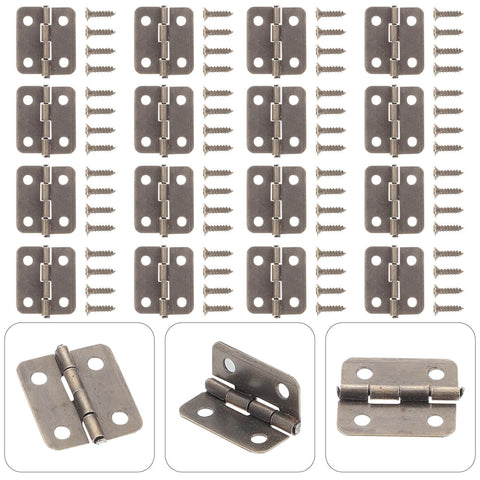 Antique Copper Mini Hinges Set For Wooden Jewelry Boxes And Small Chests With 200 Screws, 50 Piece DIY Cabinet And Craft Hardware