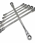 Extra Long Gear Ratcheting Wrench Set 12 Piece 8mm To 19mm Chrome Vanadium Steel Rotatable Head Pro Grade Tough Construction