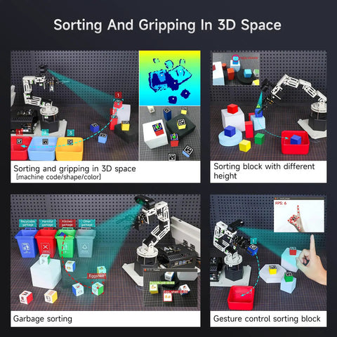 6DOF Programming Robotic Arm Kit With 3D Adaptive Gripping And Embodied Intelligence Pro Grade AI Model For Mechanical Engineers Python Friendly Control Standard Nano 4GB With ROS Master Compatibility sorting objects in 3D space