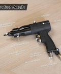 Heavy Duty Pneumatic Rivet Nut Puller Kit with self-locking head detail view showing chrome molybdenum steel mandrel