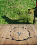 Throttle Cable Kit For Multiquip Whiteman J36 JS36 B46 BS46 Concrete Trowels, Plug And Play Setup, shown on wooden surface