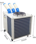 28900 Btu Industrial Spot Cooler And Portable Air Conditioner Slams Through Shop Heat With Massive Airflow, showing dimensions and flexible exhausts.