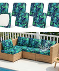8 Pack Outdoor Cushion Covers Water Resistant High Stretch Fit For 20 To 27 Inch Patio Cushions with Palm Leaves Pattern