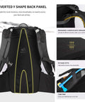 Back view of 22L Ski And Snowboard Backpack Waterproof Travel Pack With Tough 900D Polyester Build; inverted Y shape back panel.