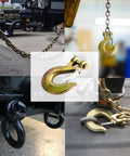 Three Eighths Inch Clevis Slip Hook With Latch Forged G70 Steel Chain Hook For Deck Haulers And Receiver Hitches Trailers