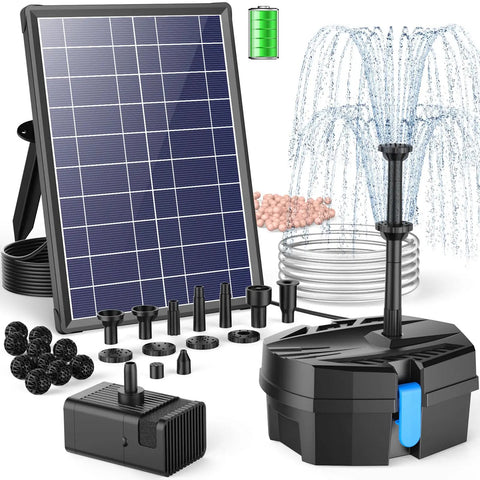 8W Solar Pond Filter With Built In 3600mAh Battery Backup And Water Pump For Ponds Fish Tanks Bird Baths Waterfall Garden