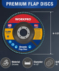 10 Pack 4 and a Half Inch T29 Zirconia Flap Discs For Angle Grinder Arbor Size Seven Eighths Inch 40 Grit Set diagram
