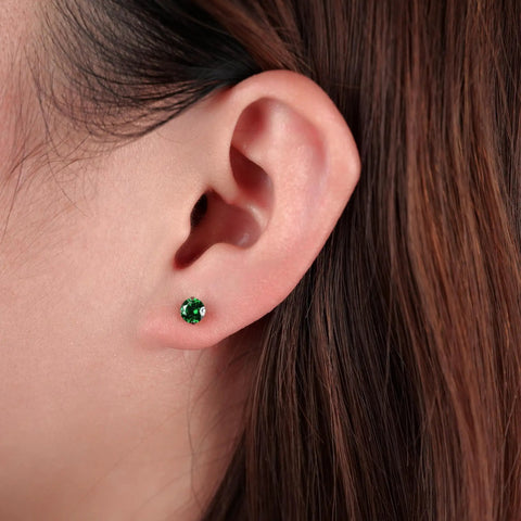 Snag Dope G23 Implant Grade Titanium Screw Back Earrings Hypoallergenic Nickel Free Jewelry For Sensitive Skin lightweight 5mm green zirconia studs