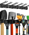 Beefy Garage Wall Organizer With Dual Layer Hooks, 48 Inch Carbon Steel Tool Rack, 300 Lb Capacity, holding tools and equipment