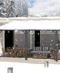 14 X 10 Foot Gazebo With Hard Top Roof, Lean To Pergola Shade For Patio And Backyard Hangout, 140 Sq Ft Covered Space