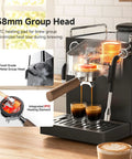 Hassle Free Semi Automatic Espresso Maker With Hands Free Milk Frother For Silky Lattes And Rich Cappuccinos Boasts Rapid Heat Up Custom temperature settings in 58mm group head.