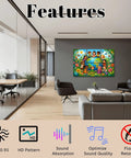 6 Pack Sound Absorbing Acoustic Wall Panels With Totally Dope Floral Butterfly And World Globe Design For Home Recording Studios Self Adhesive Noise Blocking Acoustic Tiles in a modern office setup.