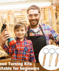 Front view: XunYee 12-piece woodturning keychain kit with wooden handles and metal rings