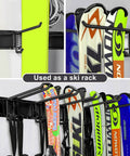 Beefy Heavy Duty Garage Storage System With Wall Mount Overhead Shelving 48 Inch By 7 Inch Steel Shelves And 6 Pack 12 Inch Double Hooks Supports Up To 1200 Lbs Total used as ski rack
