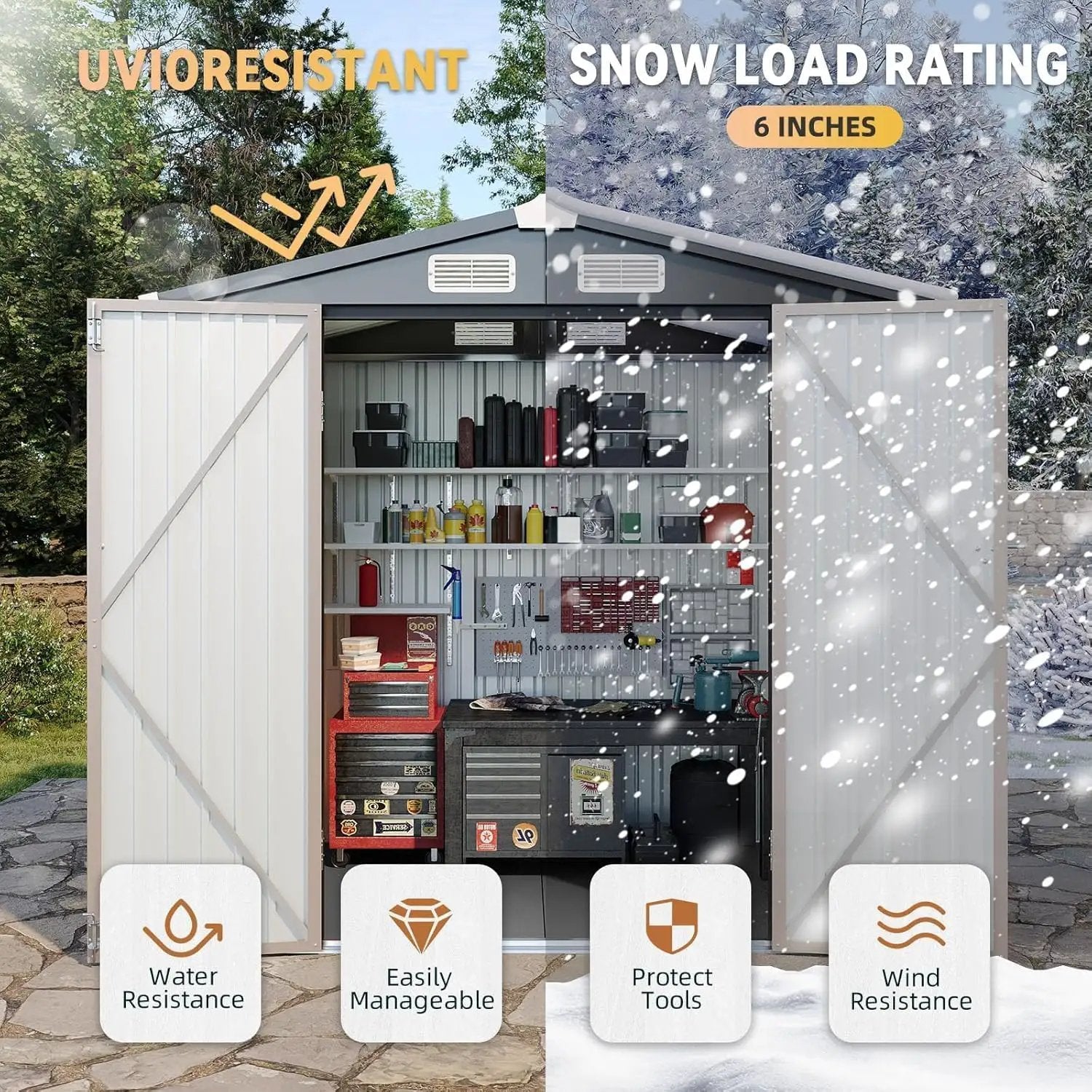 6x8 Outdoor Storage Shed With Lockable Door & Ventilation ✓