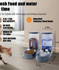 Premium Stainless Steel Automatic Pet Feeder And Water Dispenser With Gravity Fed Bowls, 12.6x6.7x12.2 inch, for pets in home.