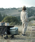 Collapsible Folding Wagon With Built In Table And All Terrain Heavy Duty Utility Cart for camping in hilly countryside