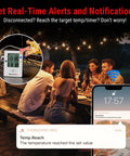 Wireless Meat Thermometer With Four Probes, 650 Ft Range, Bluetooth 5.0, notification alerts while BBQing at night
