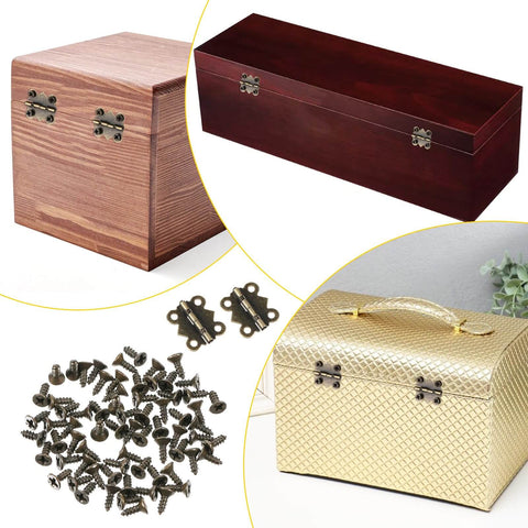 12 Pcs Small Butterfly Hinges Antique Bronze Mini Metal Hinges 20 x 17mm For DIY Wooden Jewelry Boxes Cabinets Crafts With 48 Tiny Screws Durable Iron Construction