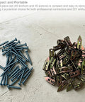 Self Drilling Drywall Anchors And Screws Kit 80-Piece Set with 40 anchors and 40 screws in two piles on a concrete surface