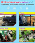 Beefed Up Heavy Duty Farm Jack 3 Ton Capacity 153 cm Off Road Ratcheting Utility Lift in desert, farm, muddy road, jungle