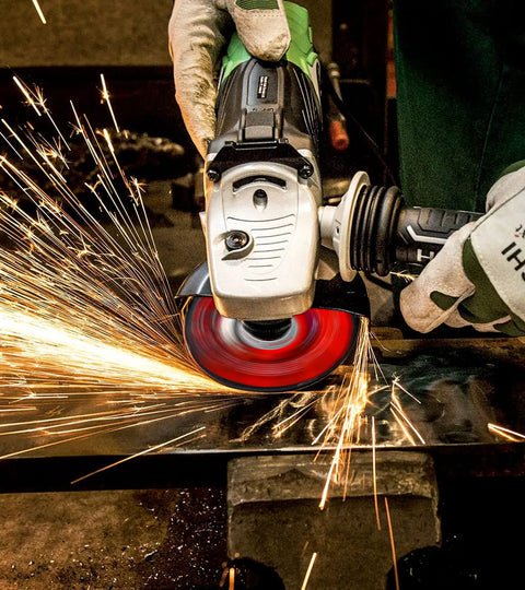 Heavy Duty 4-1/2 Inch Grinding Discs 1/4 Inch Thick 7/8 Inch Arbor For Angle Grinders in use removing rust from metal