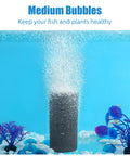 4x2 Inch Cylinder Air Stone Diffuser in aquarium, emitting bubbles, fits 3/16 inch tubing, boosts oxygenation for fish roots and nutrients