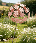 Beginner Welding Practice Kit With 201 Stainless Steel Flower Vase Project 31 Piece Set featuring pink metal flower sculpture in garden