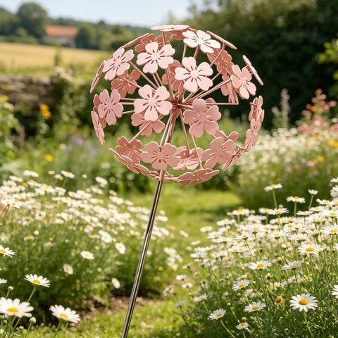Beginner Welding Practice Kit With 201 Stainless Steel Flower Vase Project 31 Piece Set featuring pink metal flower sculpture in garden