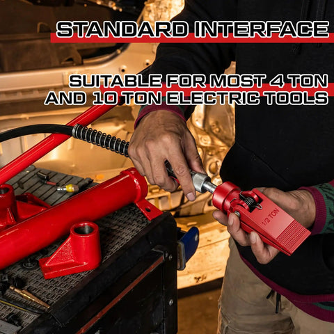 Heavy Duty Hydraulic Wedge Spreader 1/2 Ton Capacity With 3 1/4 Inch Max Opening And 1/4 Npt Port, connecting to tool.