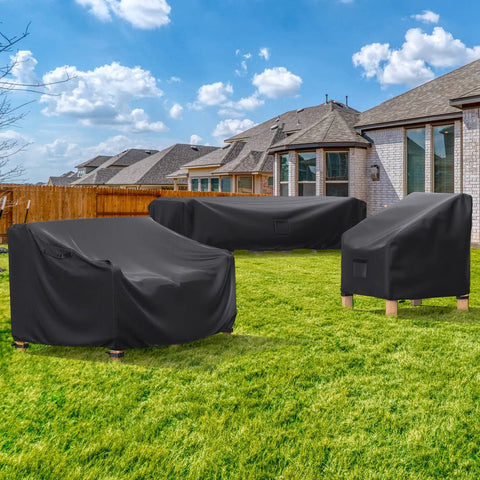 Heavy Duty Waterproof Patio Sofa Cover For 60 Inch Length 34 Inch Depth 30 Inch Height Outdoor Couch Fits Two Seaters With Air Vent And Handles All Weather Black on furniture