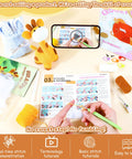 Beginner Crochet Kit For Adorable Giraffe Toy Made Easy And Fun With Yarn Hook And Video Tutorial Step By Step Instructions Complete DIY Craft Pack For Adults Arts And Crafts Lovers Room Decor Gift on table.