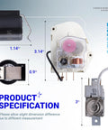 Technical diagram of Upgraded Refrigerator Defrost Kit With Cold Control Thermostat, Defrost Timer And Bimetal Thermostat dimensions.