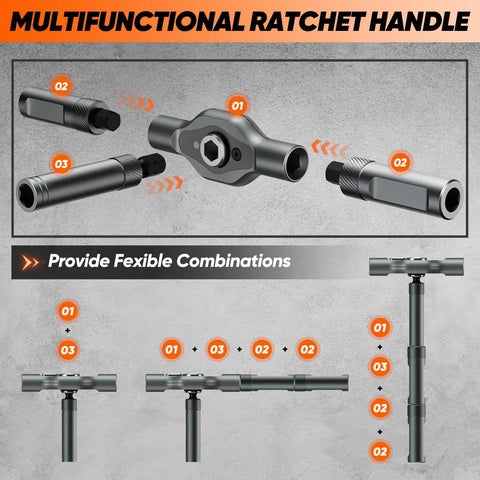 Forty Two In One Magnetic Screwdriver Set With Ratchet Handle And All Purpose Bits, multifunctional handle combinations