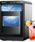 Chewable Nugget Ice Maker Countertop 44 Lbs Per Day Pebble Sonic Ice Machine with drinks and see-through window