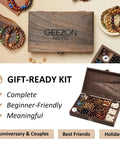 Bracelet Making Kit With 296 Beads, 10mm Natural Wooden Beads With Letters And Stone Beads, gift-ready box with accessories.