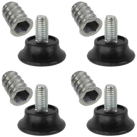4 Pack Adjustable Furniture Leveling Feet Kit With M8 Screws And M8 Threaded Inserts, black base and steel construction