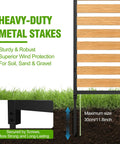 Heavy-duty metal stakes detail from No Dig Outdoor Privacy Screen For AC Unit And Yard Gear, showing setup instructions.
