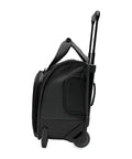 Briggs & Riley 2-wheel cabin bag, black softside carry-on luggage with extended retractable handle side view