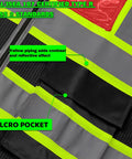 Close-up of Snag This Dope Custom Logo Ansi Class 2 Hi Vis Mesh Safety Vest For Men showcasing yellow piping and Velcro pocket.