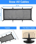 Under Desk Cable Management Net with Privacy Mesh Large Capacity Cord Organizer, 27x10 inches with flexible fitting for more tables.