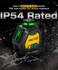 Pro Grade 360 Degree Laser Level With Tripod Plumb Dots And Cross Line Self Leveling IP54 Rechargeable Three Brightness Settings Plumb Spot Laser Level For Construction And Ceiling Installations, shown under water spray with IP54 rating